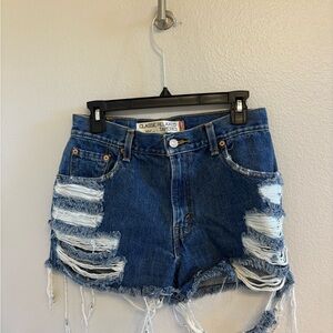 Levi’s Distressed Blue Denim Shorts